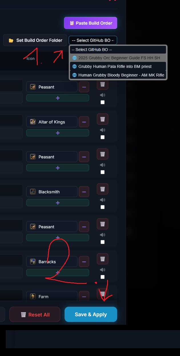 Step 2 – Select Build Order